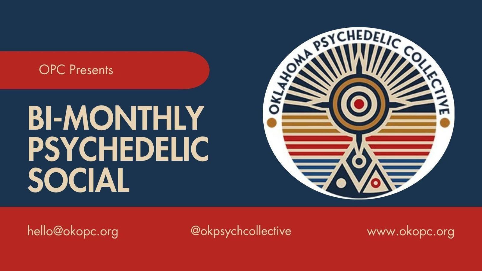 OPC Bi-Monthly Psychedelic Social graphic